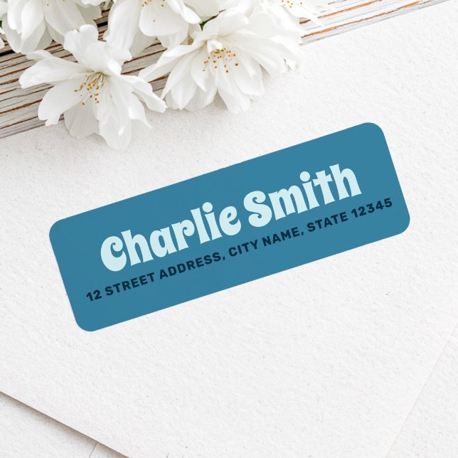 Retro blue return address label (Retro blue return address label)