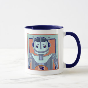 Retro Blue Robot Kids Mug