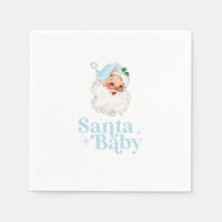 Retro Blue Santa Baby christmas baby shower