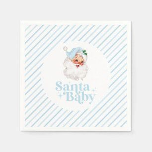 Retro Blue Santa Baby christmas baby shower Napkin