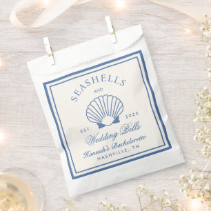 Retro Blue Seashells & Wedding Bells Bachelorette Favour Bag