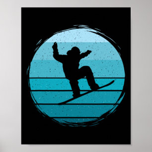 Retro Blue Snowboarding - Vintage Wintersports Sno Poster