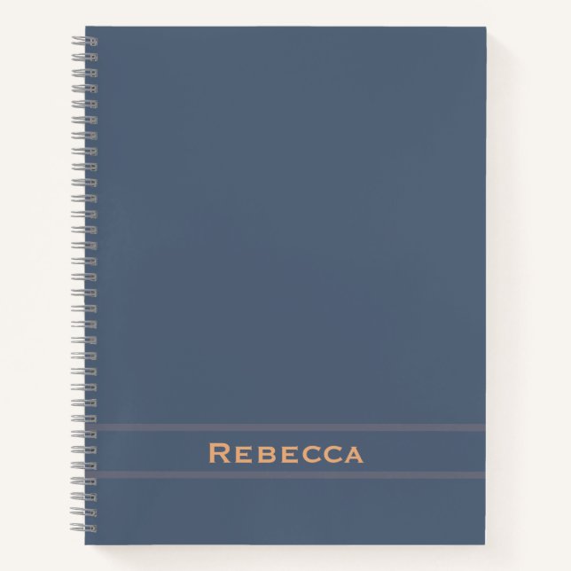 Retro Blue Solid Colour Plain Monogram  Notebook (Front)
