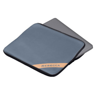 Retro Blue Solid Colour Plain Personal  Laptop Sleeve