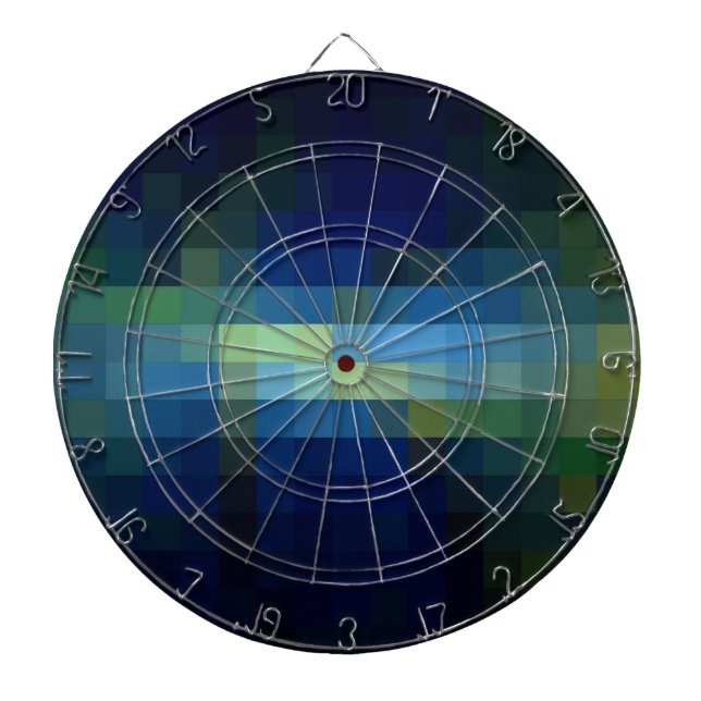 Retro blue square art stripes dartboard (Front)