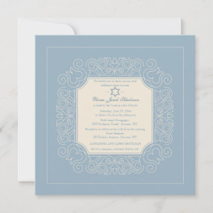 Retro Blue Star of David Invitation