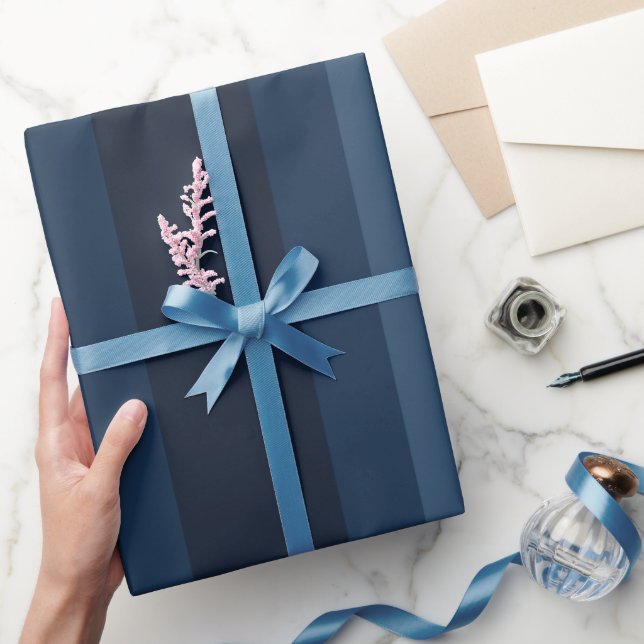 Retro Blue Striped Wrapping Paper (Gifting)