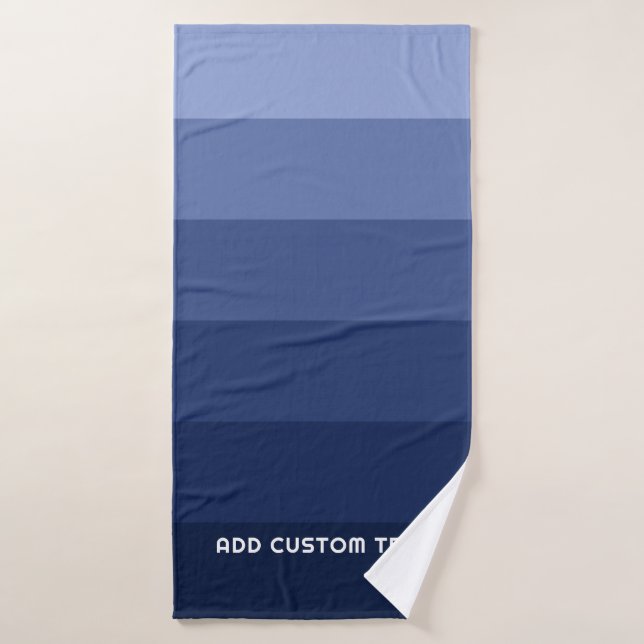 Retro Blue Stripes with Simple Sans Serif Name Bath Towel (Bath Towel)