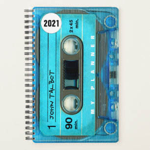 Retro Blue T4 Audiotape Music quote personalised P Planner