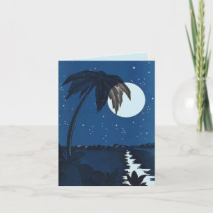 Retro Blue Tropical Hawaiian Hawaii Mahalo! Card