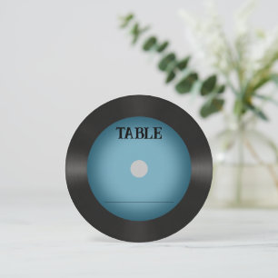 Retro Blue Vinyl Record Wedding Place Card