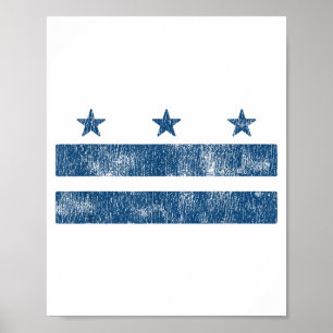 Retro Blue Washington Dc Flag District Of Columbia Poster