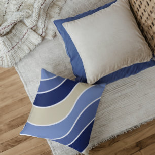 Retro Blue Waves Cushion