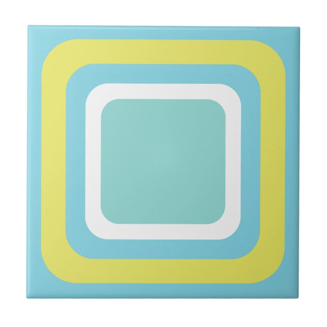 Retro Blue White Yellow Ceramic Tile (Front)