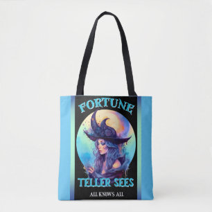 Retro Blue Witch Halloween  Tote Bag