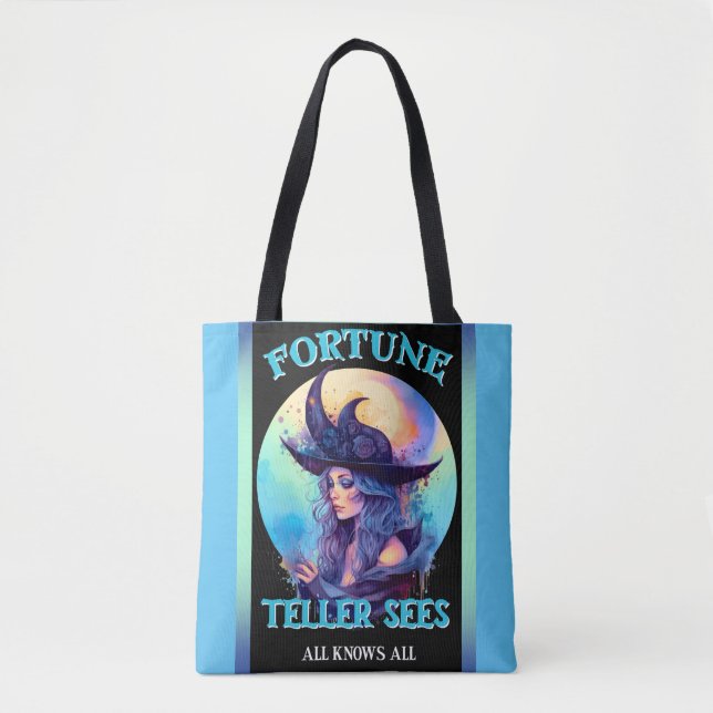 Retro Blue Witch Halloween  Tote Bag (Front)