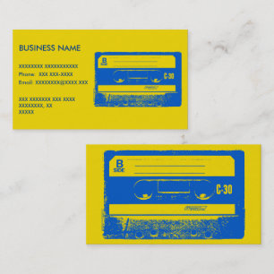 Retro Blue & Yellow Cassette Tape Business Card