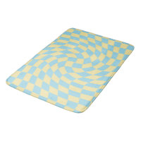 Retro Blue Yellow Pastel Warped Chequerboard 