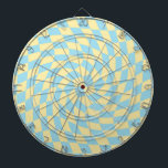 Retro Blue Yellow Pastel Warped Chequerboard  Dartboard<br><div class="desc">Perfect warped chequered design pillow in pastel colours,  full of great vibes. Modern warped checkers in pastel violet,  purple,  lilac and pastel yellow colour. This nice retro psychedelic design takes you to the wonderland. Warped checks in pastel colours. Twirl and swirl,  twist checks,  chequered pattern</div>