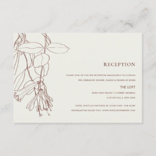 RETRO BLUSH OFF WHITE LINE DRAWING FLORA RECEPTION ENCLOSURE CARD