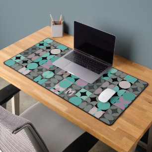 Retro Blush Pink Mint Teal Green Pop Art Pattern Desk Mat