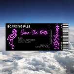 Retro Boarding Pass Neon Flamingo Save The Date Invitation<br><div class="desc">👉 Put a smile on a face with this super cute custom tropical boarding pass wedding Save The Date invitation! Complete with a retro neon flamingo, this invitation will surely create a romantic scene! Get your today! - Simply click to personalise this design 🔥 My promises - This design is...</div>