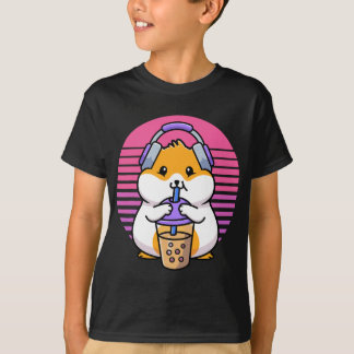Retro Boba And KPop  Kawaii Hamster K-Pop Merchand T-Shirt