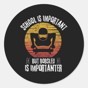 Retro Bobsled Winter Sports Ski Snowboard Bobsleig Classic Round Sticker