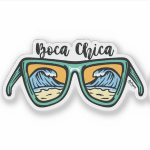 Retro Boca Chica Beach both sides artwork. T-Shirt
