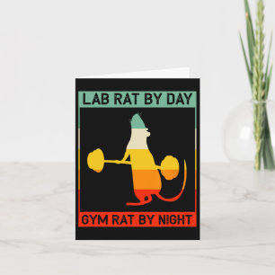 Retro Bodybuilding Lab Rat By Day Gym Rat By Night Card
