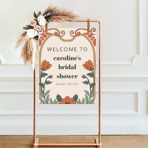 Retro Bohemian Art Nouveau Floral Bridal Shower Poster