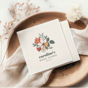 Retro Bohemian Floral Nouveau Bridal Shower Custom Napkin