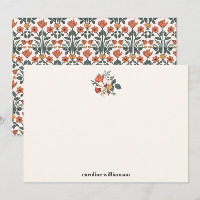 Retro Bohemian Floral Nouveau Bridal Shower Custom Thank You Card (Front/Back)