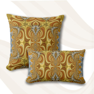 Retro Bohemian Funky Gold Goddess Decor Cushion
