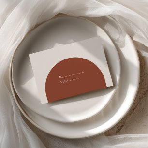 Retro Bohemian Terracotta Rustic Arch Wedding Place Card