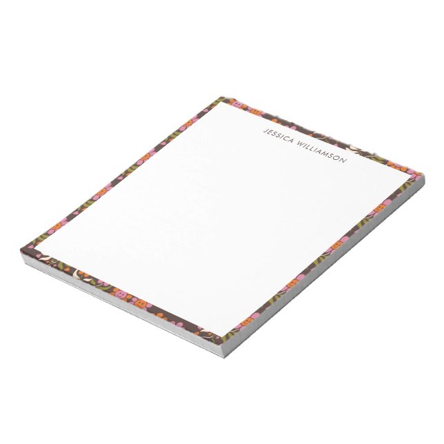 Retro Boho 70s Floral Groovy Baby Shower Custom Notepad (Rotated)