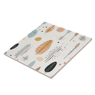 Retro Boho Abstract Trendy Collection Ceramic Tile