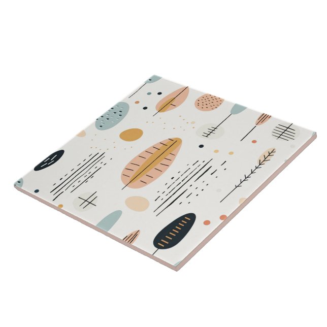 Retro Boho Abstract Trendy Collection Ceramic Tile (Side)