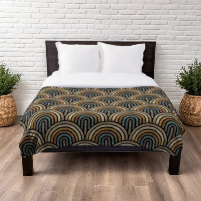 Retro Boho Arch Pattern Fleece Blanket (Creator Uploaded)