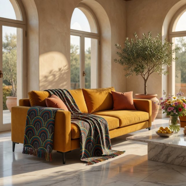 Retro Boho Arch Pattern Throw Blanket (Creator Uploaded)