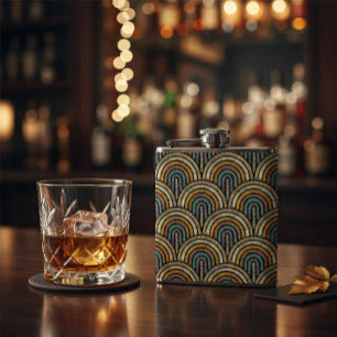Retro Boho Arch Pattern Vinyl Wrapped Flask