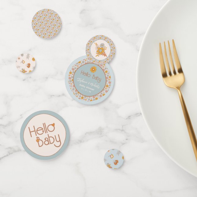 Retro Boho Baby Shower Hello Baby Party Decor Confetti (Group)