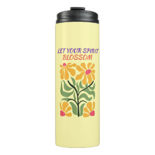 Retro Boho Blooming Flowers Inspiration Quote Thermal Tumbler