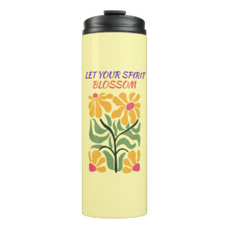 Retro Boho Blooming Flowers Inspiration Quote Thermal Tumbler