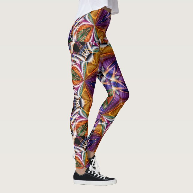 Retro Boho Bohemian Hippie Trippy Rosette Mandala Leggings (Right)
