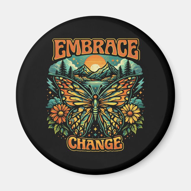 Retro Boho Butterfly Wings of Peace Magnet (Front)