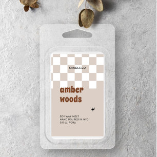 Retro Boho Chequered Soy Wax Melt Label