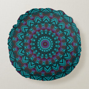 Retro Boho Chic Bohemian Southwestern Mandala Round Cushion