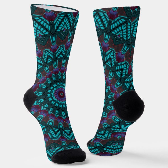 Retro Boho Chic Bohemian Southwestern Mandala  Socks (Angled)