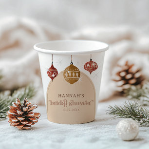 Retro Boho Christmas Bauble Ornament Bridal Shower Paper Cups